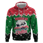 Sudan Christmas Hoodie Red Green Black Xmas Santa Sleigh and Map - African Pride