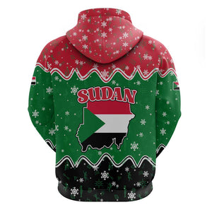 Sudan Christmas Hoodie Red Green Black Xmas Santa Sleigh and Map - African Pride