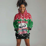 Sudan Christmas Hoodie Dress Red Green Black Xmas Santa Sleigh and Map - African Pride