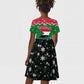 Sudan Christmas Kid Short Sleeve Dress Red Green Black Xmas Santa Sleigh and Map - African Pride