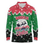 Sudan Christmas Long Sleeve Polo Shirt Red Green Black Xmas Santa Sleigh and Map - African Pride