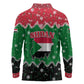 Sudan Christmas Long Sleeve Polo Shirt Red Green Black Xmas Santa Sleigh and Map - African Pride