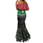 Sudan Christmas Mermaid Dress Red Green Black Xmas Santa Sleigh and Map - African Pride