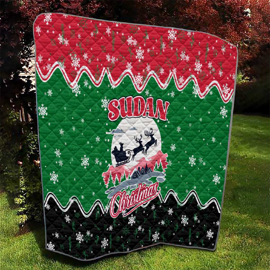 Sudan Christmas Quilt Red Green Black Xmas Santa Sleigh and Map - African Pride