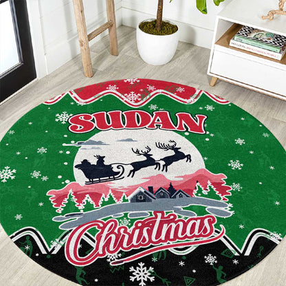 Sudan Christmas Round Carpet Red Green Black Xmas Santa Sleigh and Map - African Pride