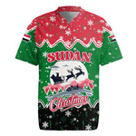 Sudan Christmas Rugby Jersey Red Green Black Xmas Santa Sleigh and Map - African Pride