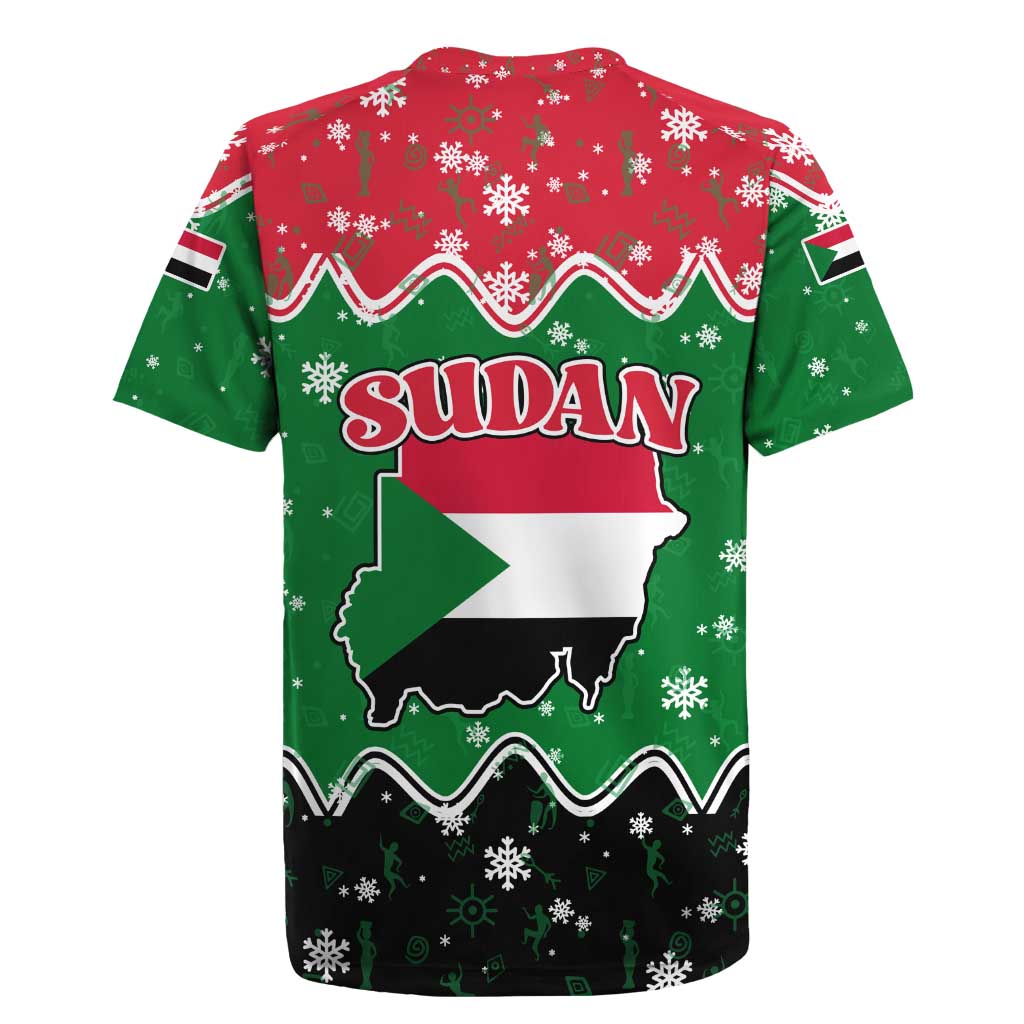 Sudan Christmas Rugby Jersey Red Green Black Xmas Santa Sleigh and Map - African Pride