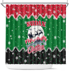 Sudan Christmas Shower Curtain Red Green Black Xmas Santa Sleigh and Map - African Pride