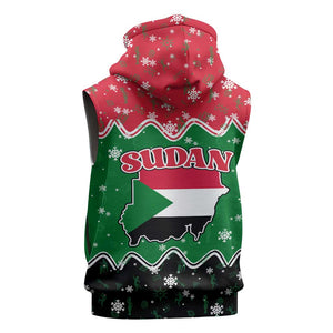 Sudan Christmas Sleeveless Zip Hoodie Red Green Black Xmas Santa Sleigh and Map - African Pride