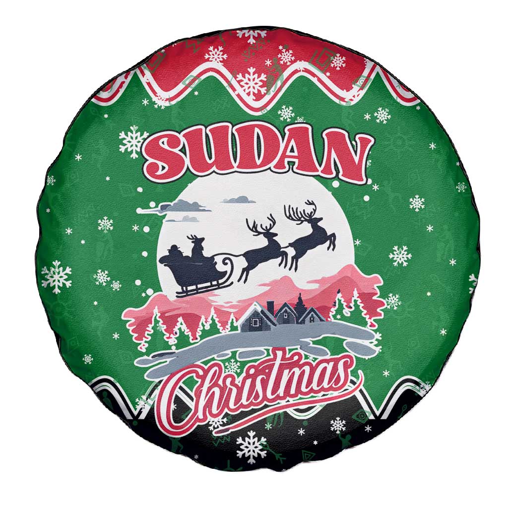 Sudan Christmas Spare Tire Cover Red Green Black Xmas Santa Sleigh and Map - African Pride