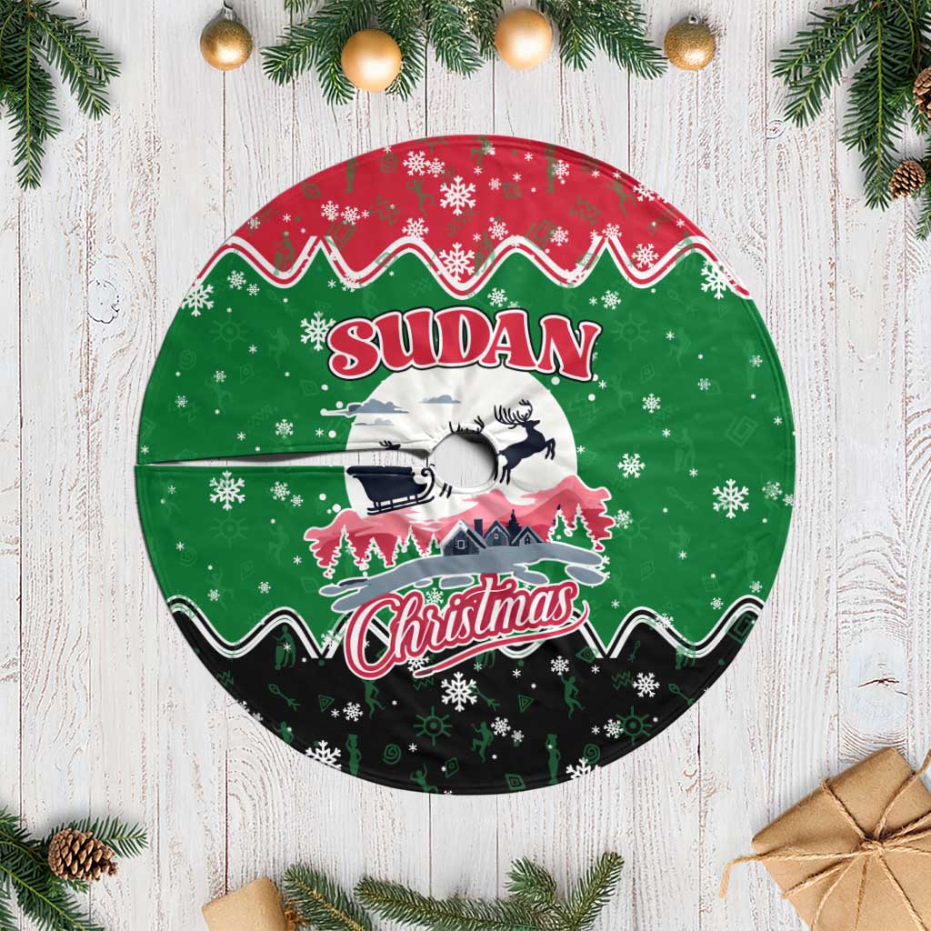 Sudan Christmas Tree Skirt Red Green Black Xmas Santa Sleigh and Map - African Pride