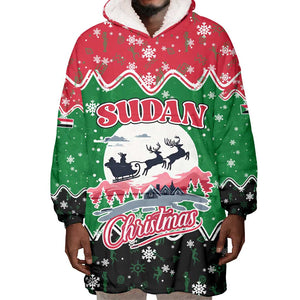 Sudan Christmas Wearable Blanket Hoodie Red Green Black Xmas Santa Sleigh and Map - African Pride
