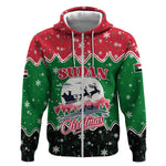 Sudan Christmas Zip Hoodie Red Green Black Xmas Santa Sleigh and Map - African Pride