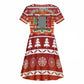 Zambia Christmas Kid Short Sleeve Dress African Animals Tree Snowflakes and National Emblem - African Pride