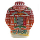 Zambia Christmas Zip Hoodie African Animals Tree Snowflakes and National Emblem - African Pride