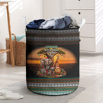 African Safari Animals Christmas Laundry Basket Savannah Wildlife Festive Holiday Tribal Pattern