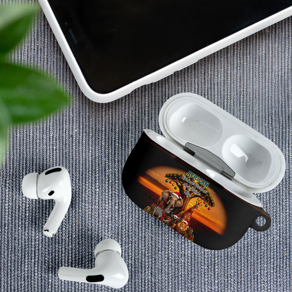 African Safari Animals Christmas AirPods Case Savannah Wildlife Festive Holiday Tribal Pattern