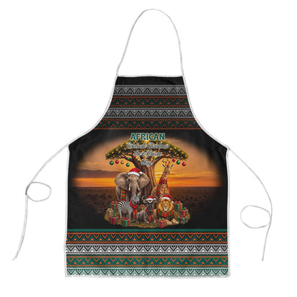 African Safari Animals Christmas Apron Savannah Wildlife Festive Holiday Tribal Pattern