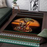 African Safari Animals Christmas Area Rug Savannah Wildlife Festive Holiday Tribal Pattern