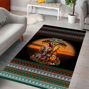 African Safari Animals Christmas Area Rug Savannah Wildlife Festive Holiday Tribal Pattern