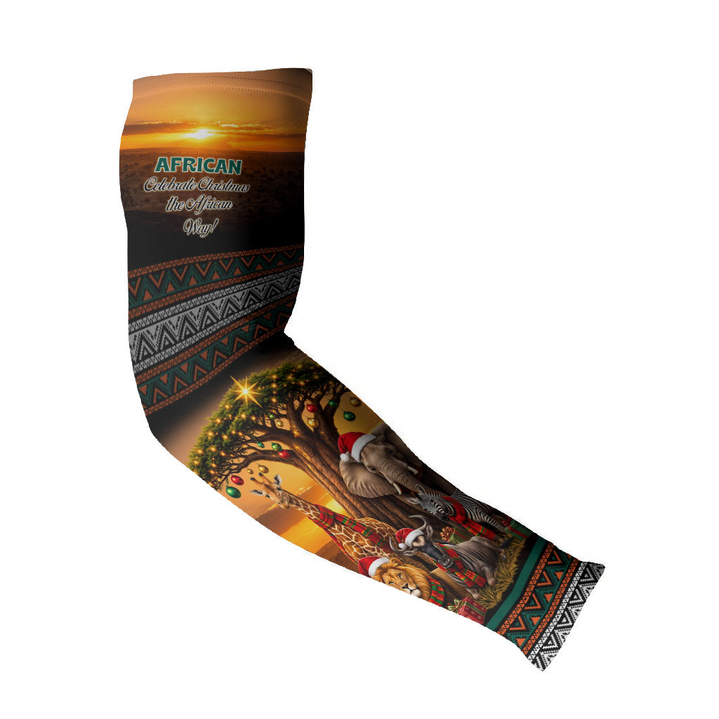 African Safari Animals Christmas Arm Sleeves Savannah Wildlife Festive Holiday Tribal Pattern