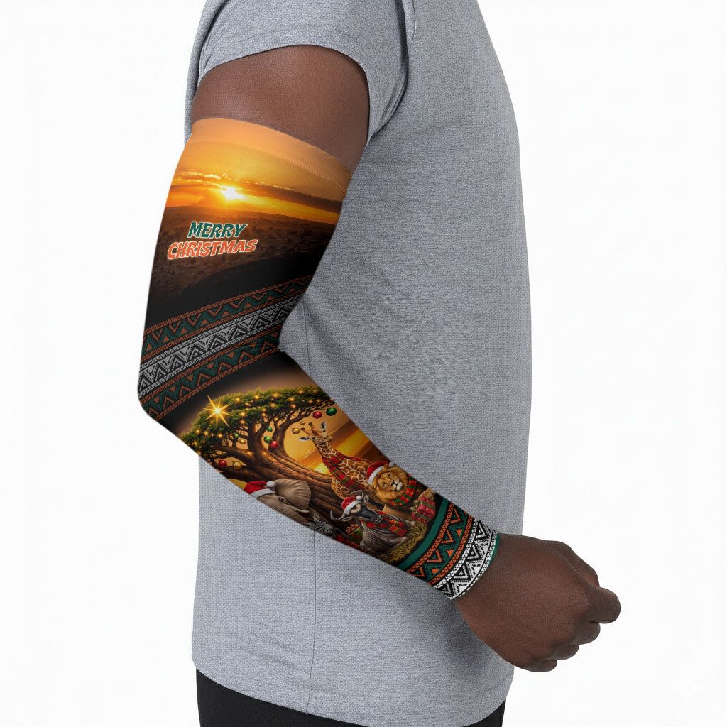 African Safari Animals Christmas Arm Sleeves Savannah Wildlife Festive Holiday Tribal Pattern