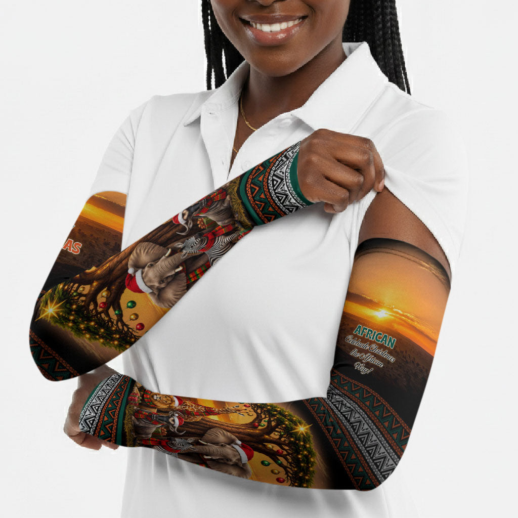 African Safari Animals Christmas Arm Sleeves Savannah Wildlife Festive Holiday Tribal Pattern