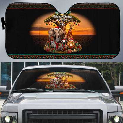 African Safari Animals Christmas Auto Sun Shade Savannah Wildlife Festive Holiday Tribal Pattern