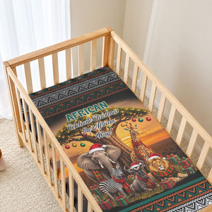 African Safari Animals Christmas Baby Bed Cover Savannah Wildlife Festive Holiday Tribal Pattern