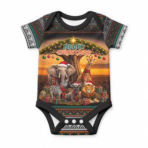 African Safari Animals Christmas Baby Onesie Savannah Wildlife Festive Holiday Tribal Pattern