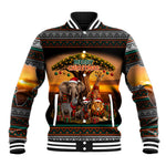 African Safari Animals Christmas Baseball Jacket Savannah Wildlife Festive Holiday Tribal Pattern