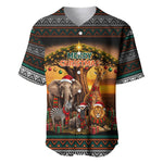 African Safari Animals Christmas Baseball Jersey Savannah Wildlife Festive Holiday Tribal Pattern