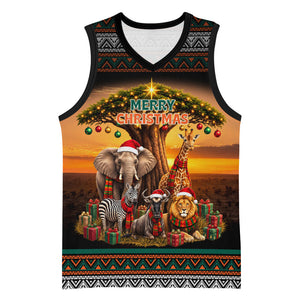 African Safari Animals Christmas Basketball Jersey Savannah Wildlife Festive Holiday Tribal Pattern