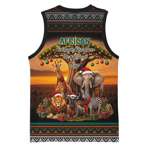 African Safari Animals Christmas Basketball Jersey Savannah Wildlife Festive Holiday Tribal Pattern