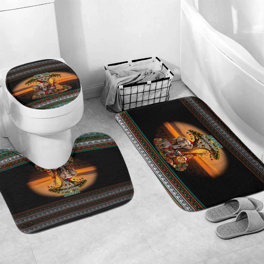 African Safari Animals Christmas Bathroom Set Savannah Wildlife Festive Holiday Tribal Pattern