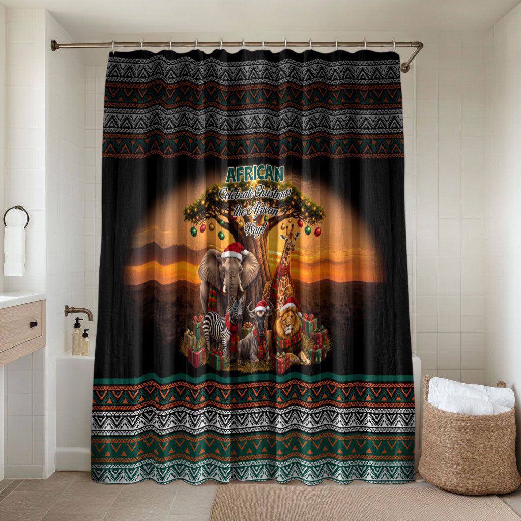 African Safari Animals Christmas Bathroom Set Savannah Wildlife Festive Holiday Tribal Pattern