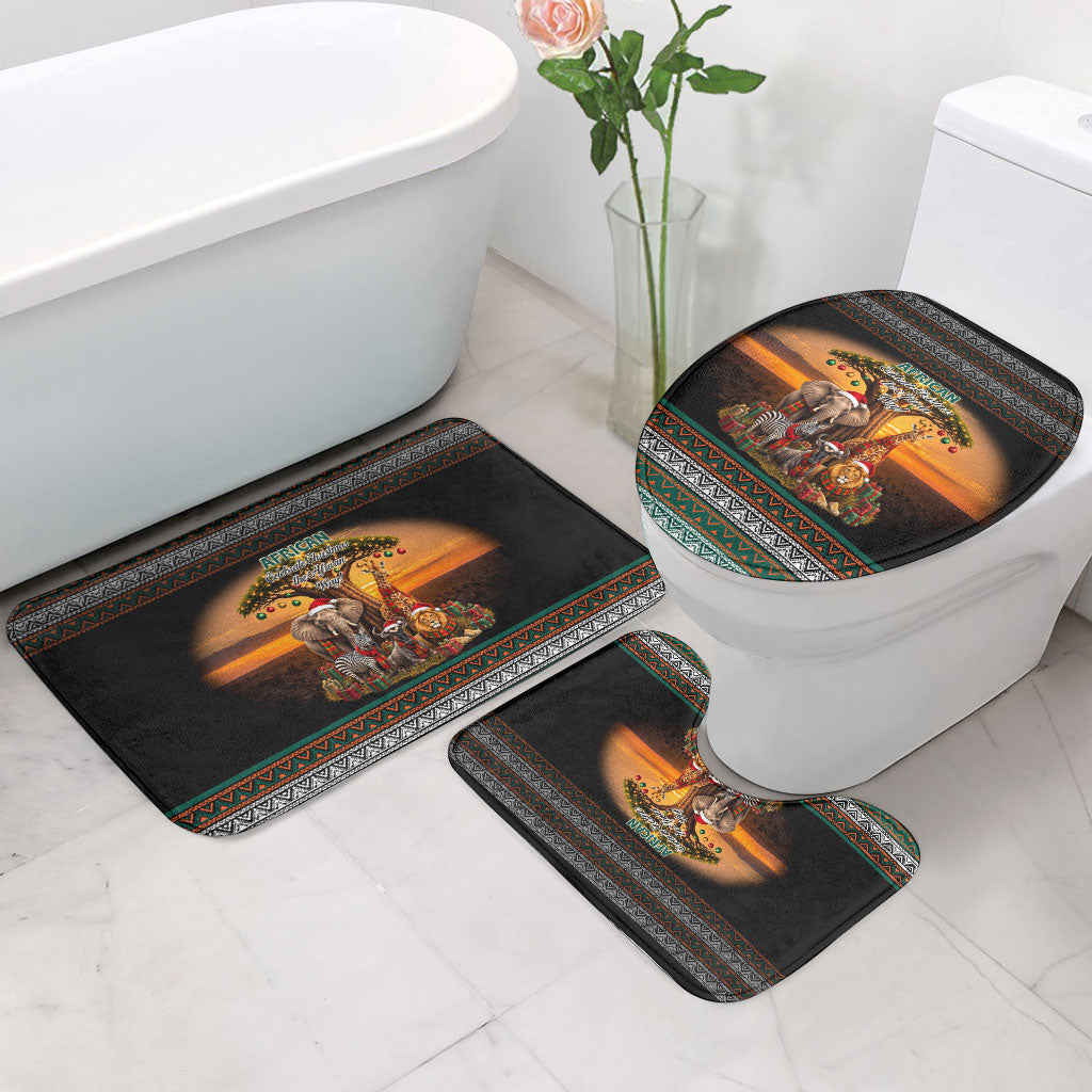 African Safari Animals Christmas Bathroom Set Savannah Wildlife Festive Holiday Tribal Pattern