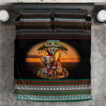 African Safari Animals Christmas Bedding Set Savannah Wildlife Festive Holiday Tribal Pattern