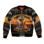 African Safari Animals Christmas Bomber Jacket Savannah Wildlife Festive Holiday Tribal Pattern