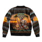 African Safari Animals Christmas Bomber Jacket Savannah Wildlife Festive Holiday Tribal Pattern