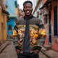 African Safari Animals Christmas Bomber Jacket Savannah Wildlife Festive Holiday Tribal Pattern