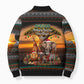 African Safari Animals Christmas Bomber Puffer Jacket Savannah Wildlife Festive Holiday Tribal Pattern
