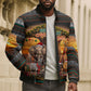 African Safari Animals Christmas Bomber Puffer Jacket Savannah Wildlife Festive Holiday Tribal Pattern