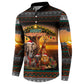 African Safari Animals Christmas Button Sweatshirt Savannah Wildlife Festive Holiday Tribal Pattern