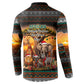 African Safari Animals Christmas Button Sweatshirt Savannah Wildlife Festive Holiday Tribal Pattern