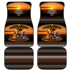 African Safari Animals Christmas Car Mats Savannah Wildlife Festive Holiday Tribal Pattern