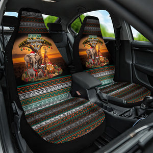 African Safari Animals Christmas Car Seat Cover Savannah Wildlife Festive Holiday Tribal Pattern