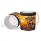 African Safari Animals Christmas Ceramic Mug Savannah Wildlife Festive Holiday Tribal Pattern