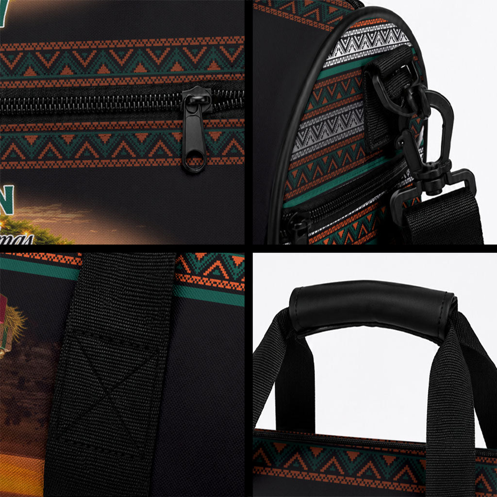 African Safari Animals Christmas Duffle Bag Savannah Wildlife Festive Holiday Tribal Pattern