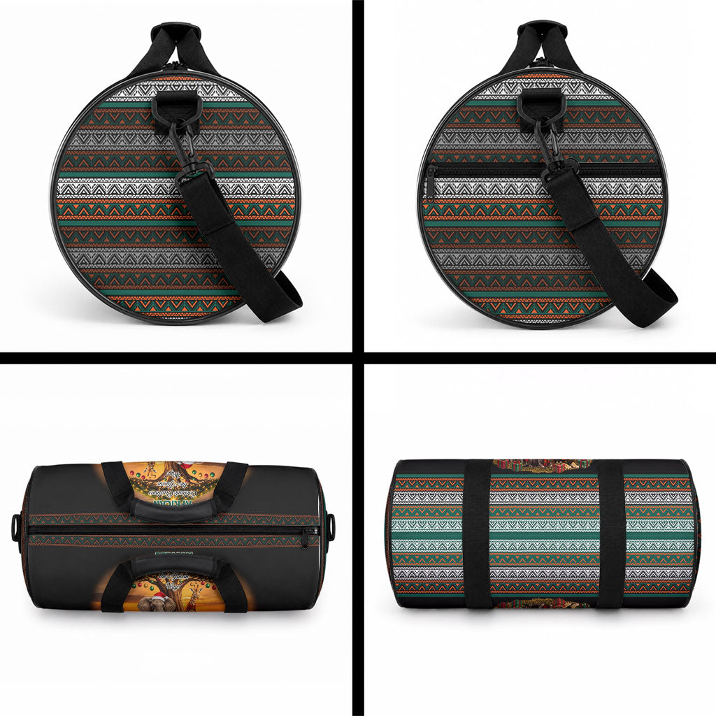 African Safari Animals Christmas Duffle Bag Savannah Wildlife Festive Holiday Tribal Pattern